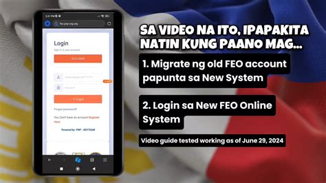 Migrate old account at Login sa New FEO Online System .